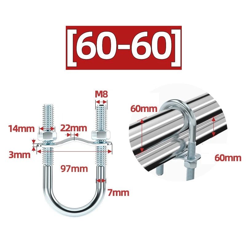 U - Bolt Pipe Clamp — Double & Single U - Shape Saddle Clamp for Greenhouse & Awning Frames - HomeDIYer