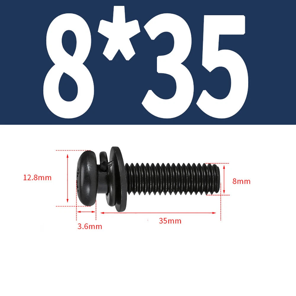 M5–M8 Phillips Pan Head Screws with Flat Washer – Nickel Plated or Black Zinc, Carbon Steel
