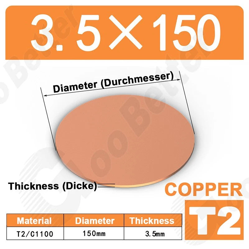 Solid Pure Copper Discs Blank Metal Round Sheet Plate Thick 0.5-3mm Dia 20-100mm