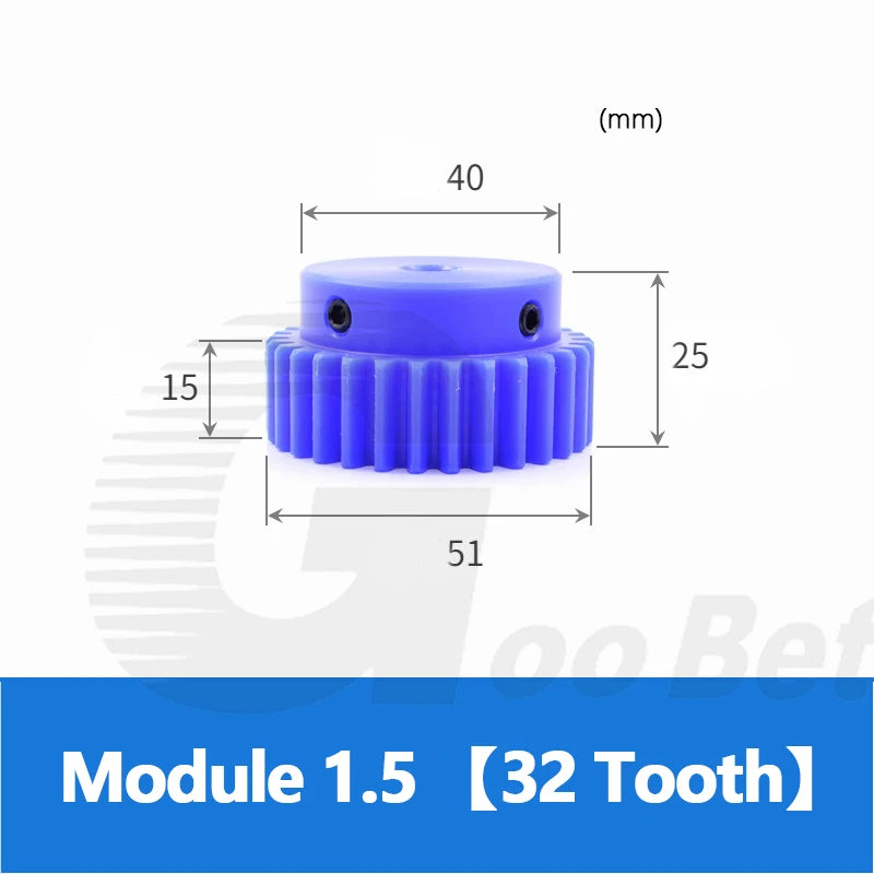 Mod 1/1.5/2 Precision Spur Gear Pinion 15-120 Tooth with Step Bore 4-16mm Nylon