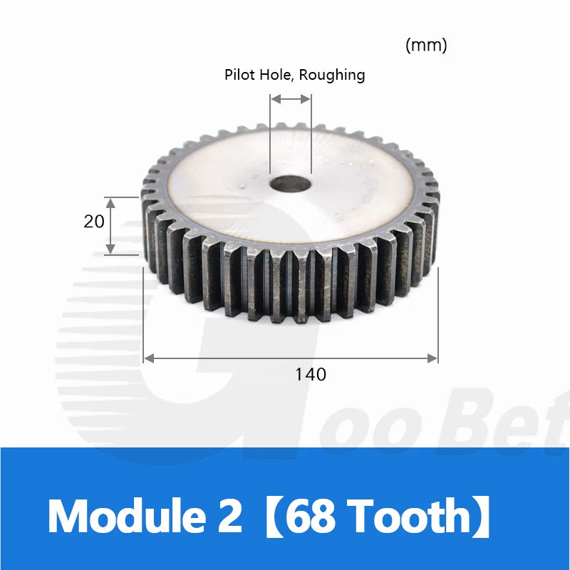 Spur Gear Module 2 Steel C45 Hardened 12 - 120 Tooth Motor Pinion Cogwheel Flat