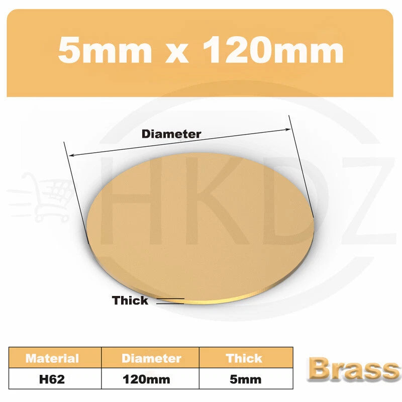 H62 Solid Brass Discs Plate Round Sheets Thickess 4/5/6mm Diameters 10mm -300mm