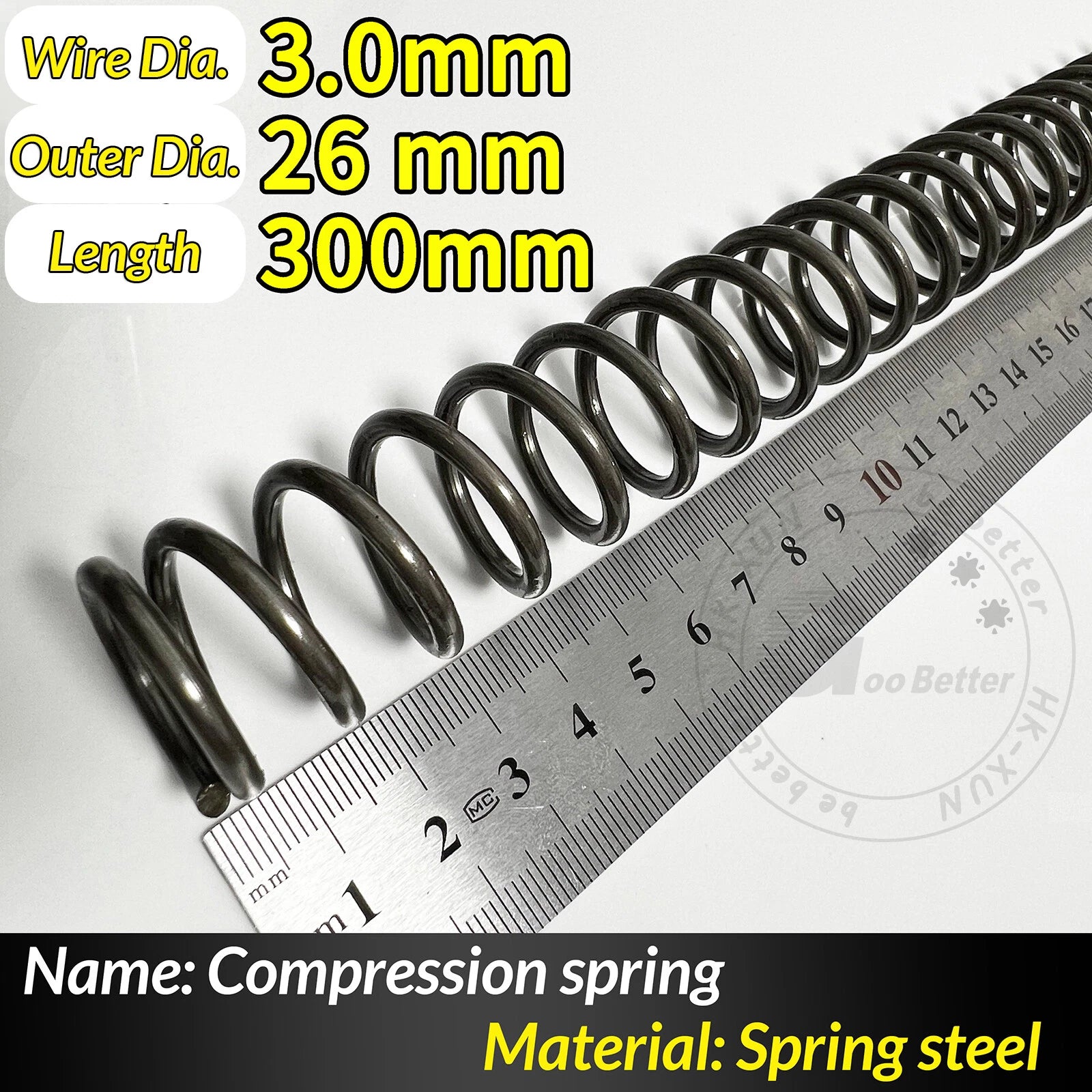 Compression Spring Pressure Springs, Wire Dia 2-3.5mm, OD 10-60mm, Length 300mm