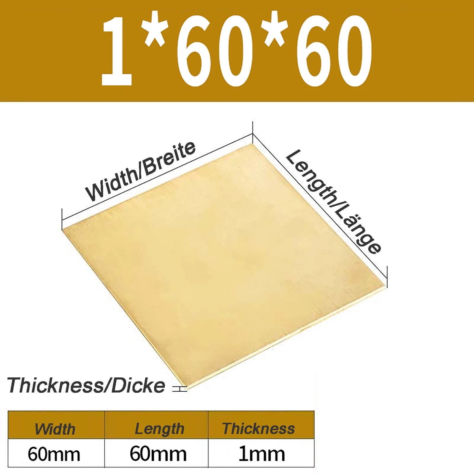 Natural Brass Sheet Metal guillotine cut - 0.3mm - 3.0mm - Multiple Sizes