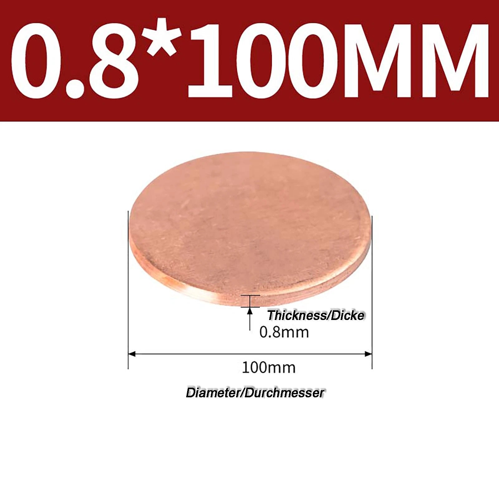 Solid Pure Copper Discs Blanks Round Plate Metal Sheet Thick 0.3~6mm Ø10mm~150mm