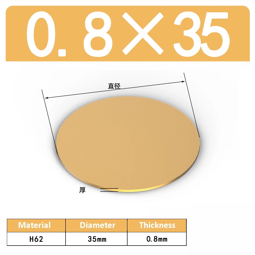 H62 Solids Brass Discs Blanks Metal Round Sheets OD 10mm-300mm Thick 0.3mm-4mm