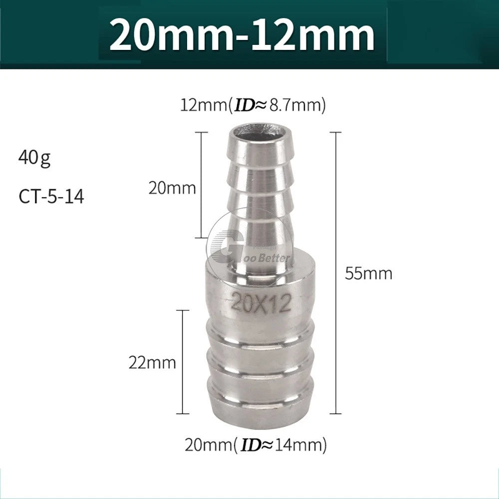 A2 Stainless Steel 8-41mm Barbed Hose Connector,Hosetail Pipe Air Water Oil Fuel
