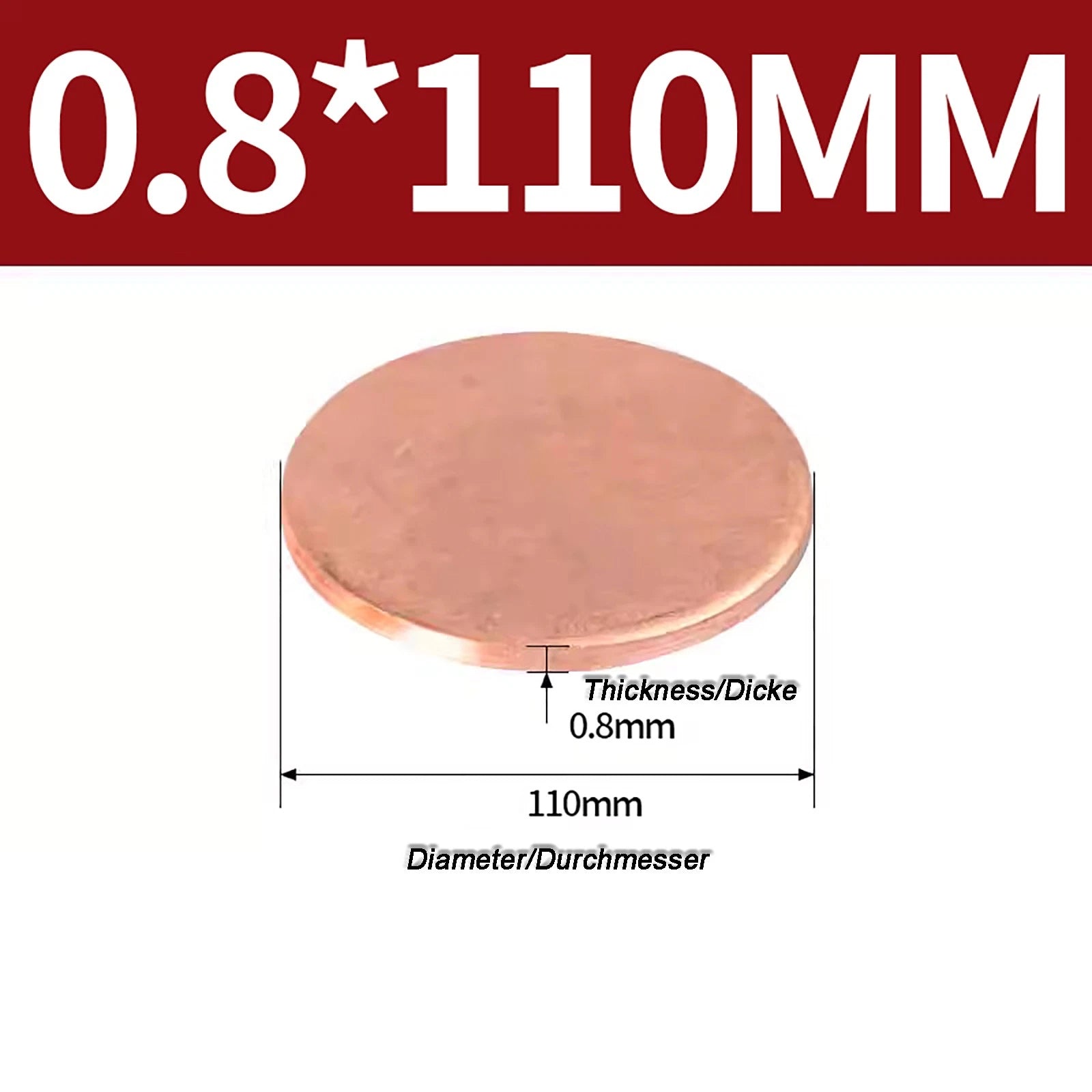 Solid Pure Copper Discs Blanks Round Plate Metal Sheet Thick 0.3~6mm Ø10mm~150mm