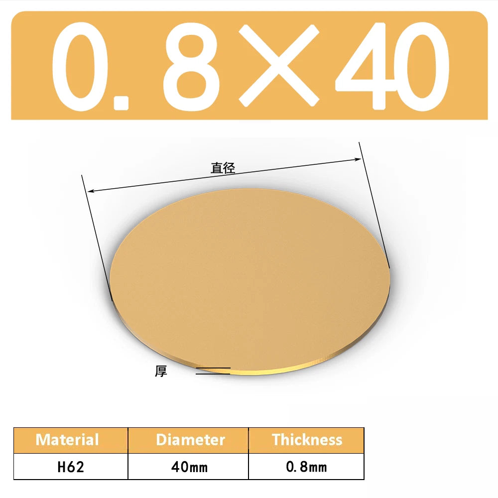 H62 Solids Brass Discs Blanks Metal Round Sheets OD 10mm-300mm Thick 0.3mm-4mm