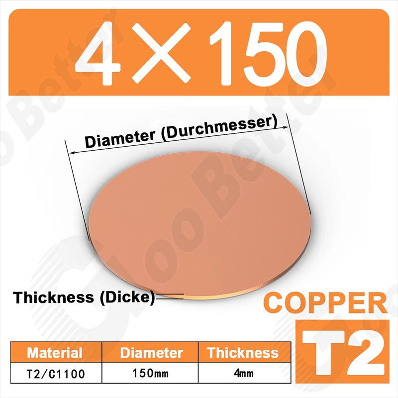 Solid Pure Copper Discs Blank Metal Round Sheet Plate Thick 0.5-3mm Dia 20-100mm
