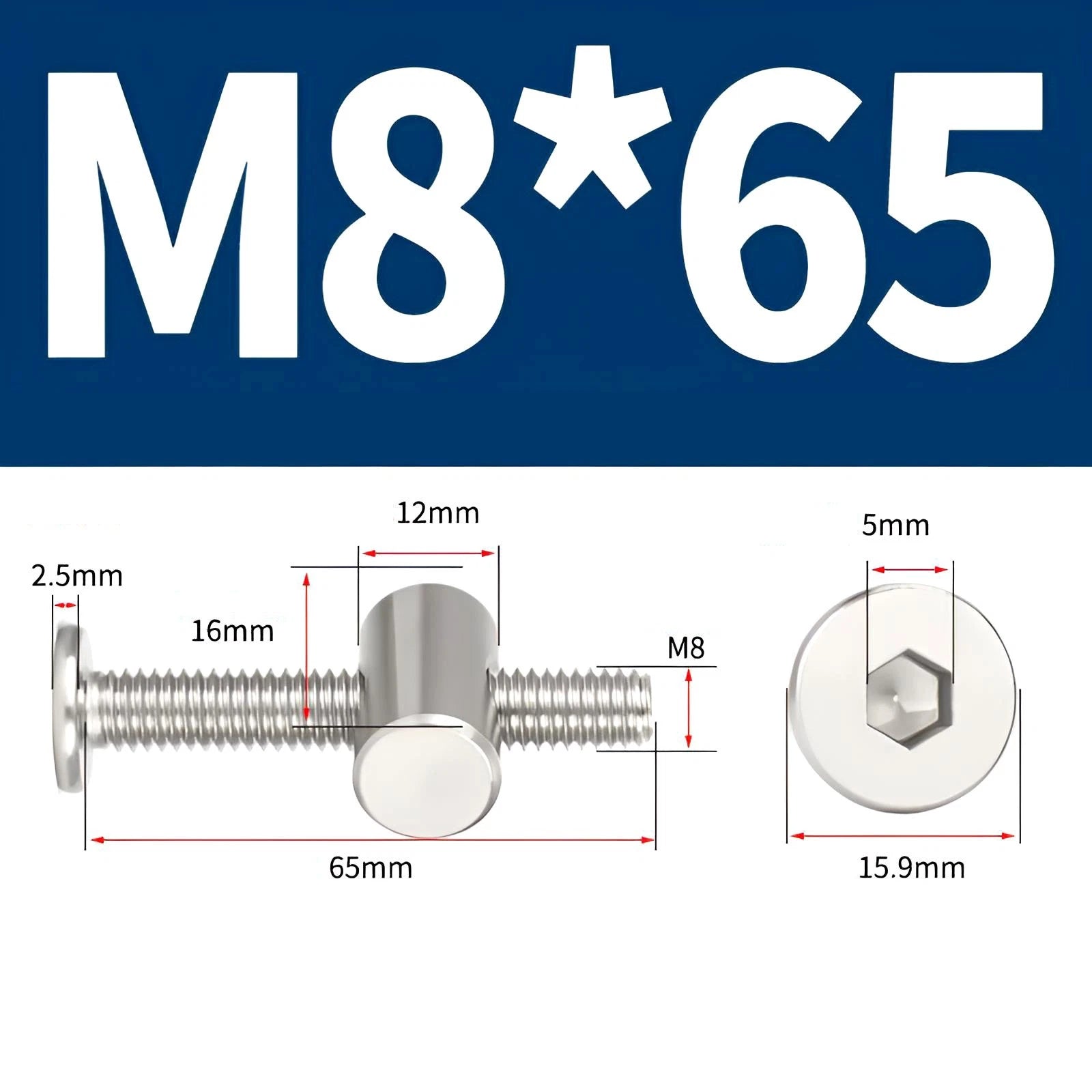 M4 M5 M6 M8 304 Stainless Steel Furniture Connecting Bolts with Barrel Nuts