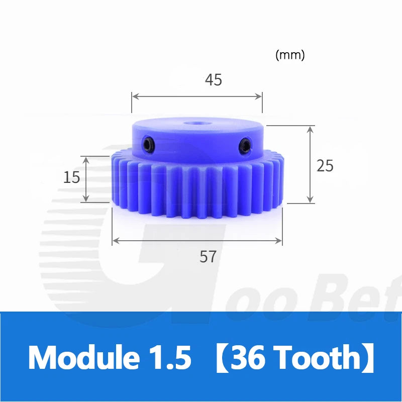 Mod 1/1.5/2 Precision Spur Gear Pinion 15-120 Tooth with Step Bore 4-16mm Nylon