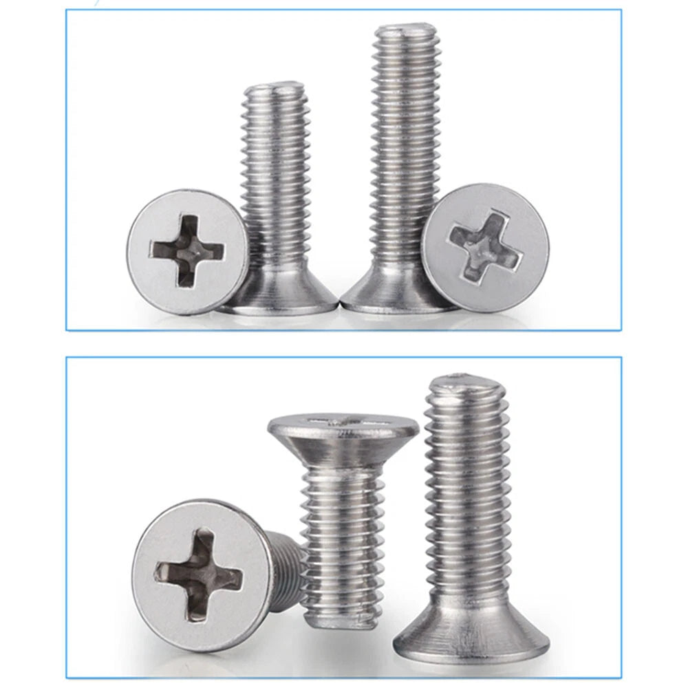 A2 Stainless Steel Phillips Countersunk Flat Head Micro Machine Screws M1 M1.2 M1.4 M1.6 M2 M2.5 GB/T 819 — 3mm to 60mm