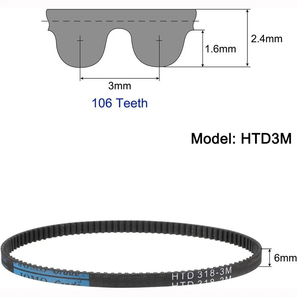 HTD 3M Timing Belt — 3mm Pitch, 20mm Wide, Closed Loop (90mm–3600mm)