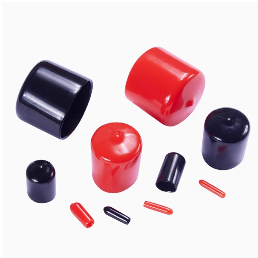 Rubber Thread Protector Caps – Φ1.3mm to Φ114mm, Black or Red (Huge Size Range)