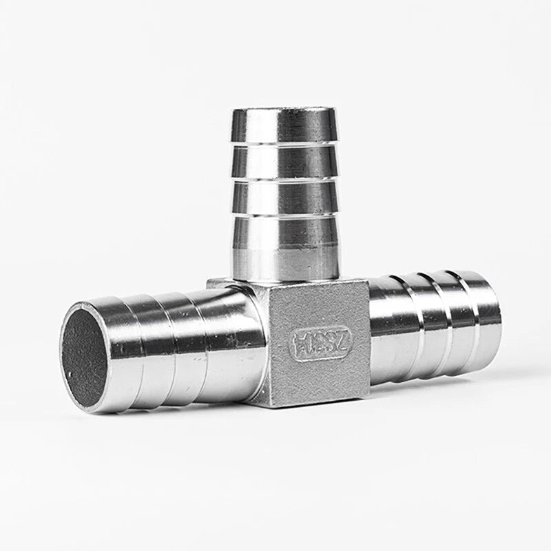Tee Barb Hose Fitting — Brass & 304 Stainless Steel, 6mm–32mm OD
