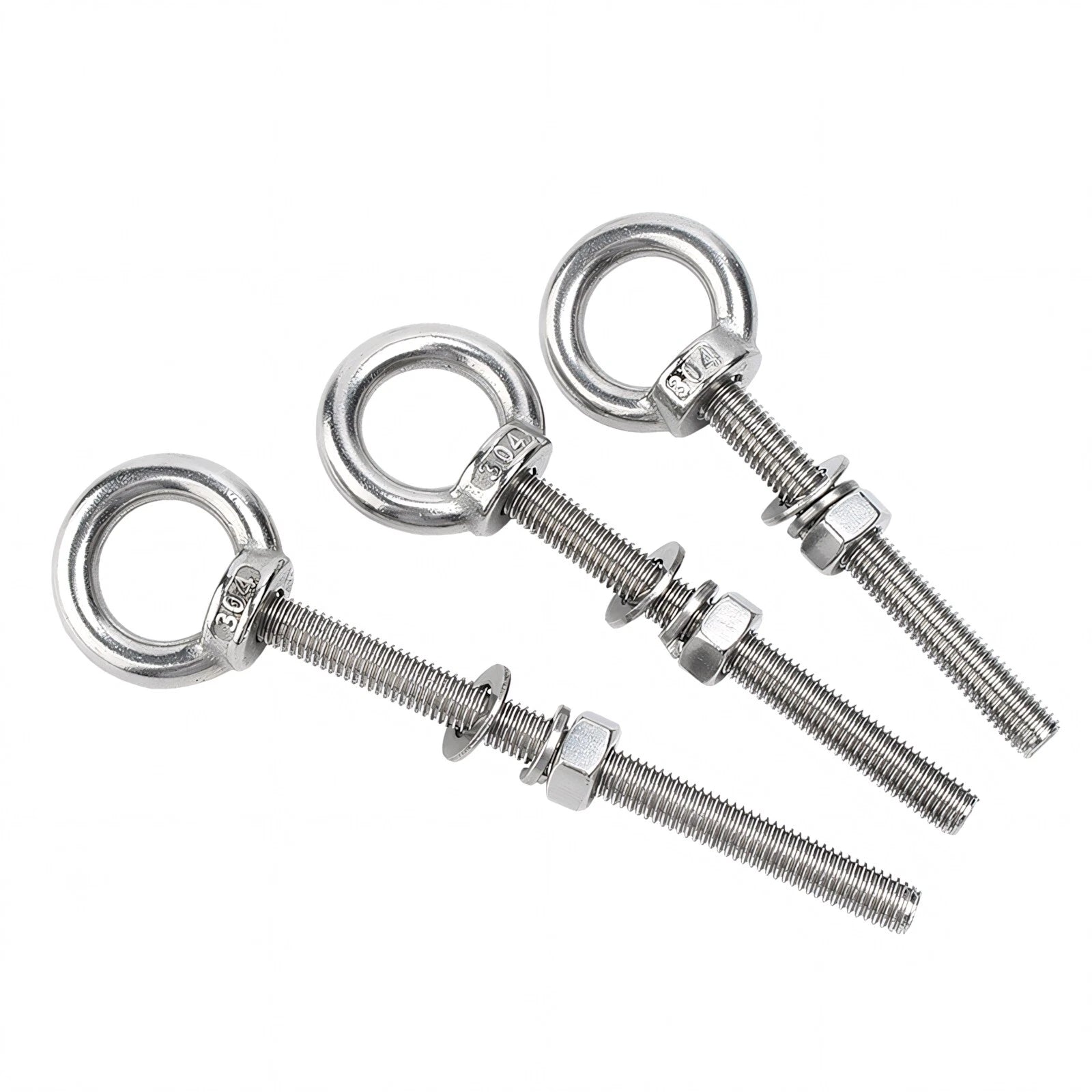 M3 M4 M5 - M20 Eye Bolts Kit Screws Nut Washer Long Boat Stainless Steel A2 304