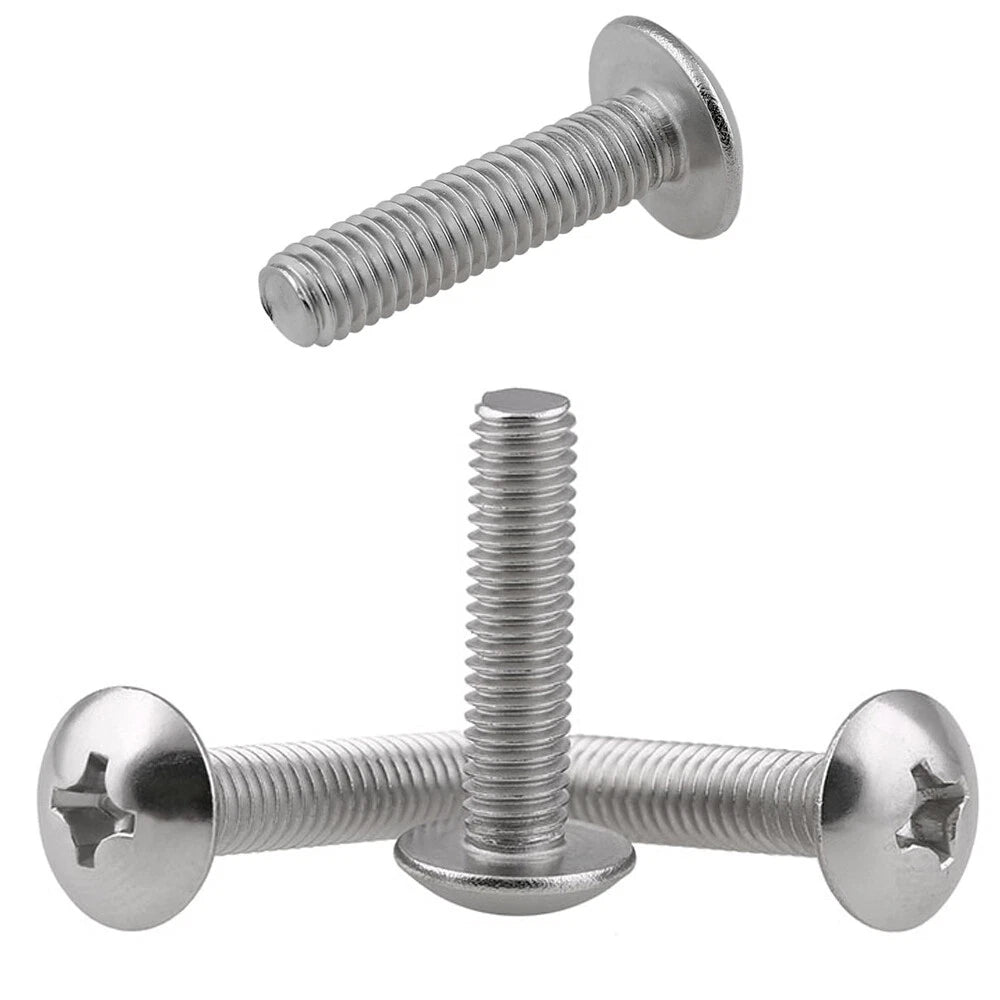 304 Stainless Steel Phillips Truss Head Machine Screws M4 M5 M6 — Wide Pan Head Bolts 6mm to 50mm
