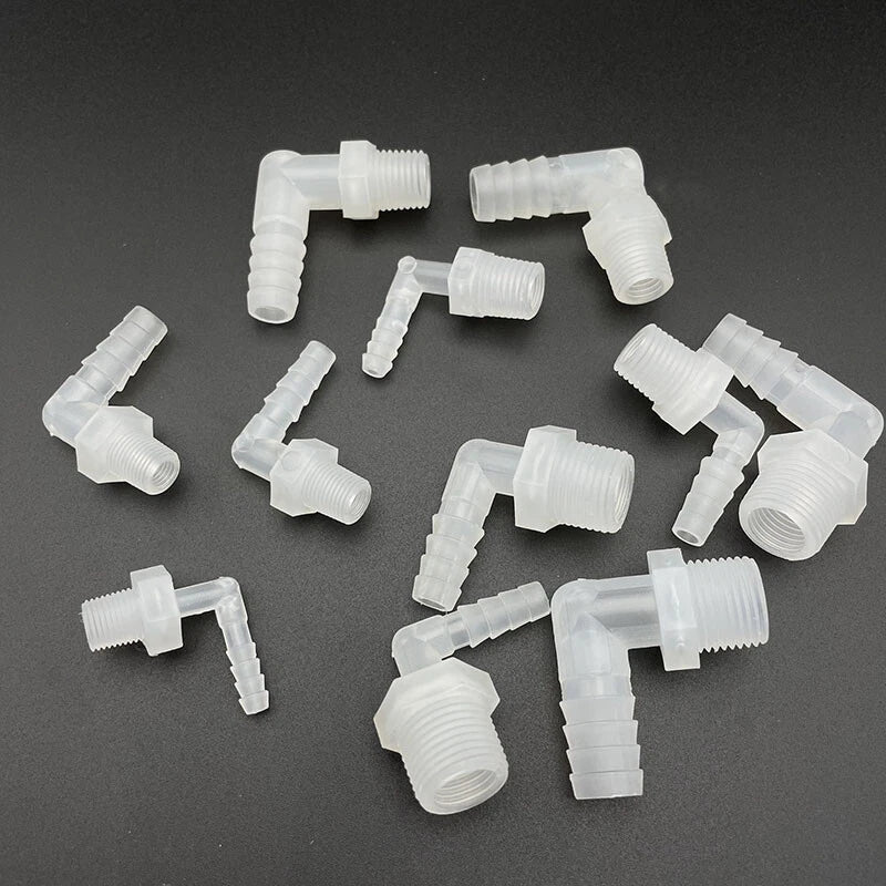 90 Degree Elbow Barbed Hose Fitting — Plastic Tube Connector 6.4–19.5mm
