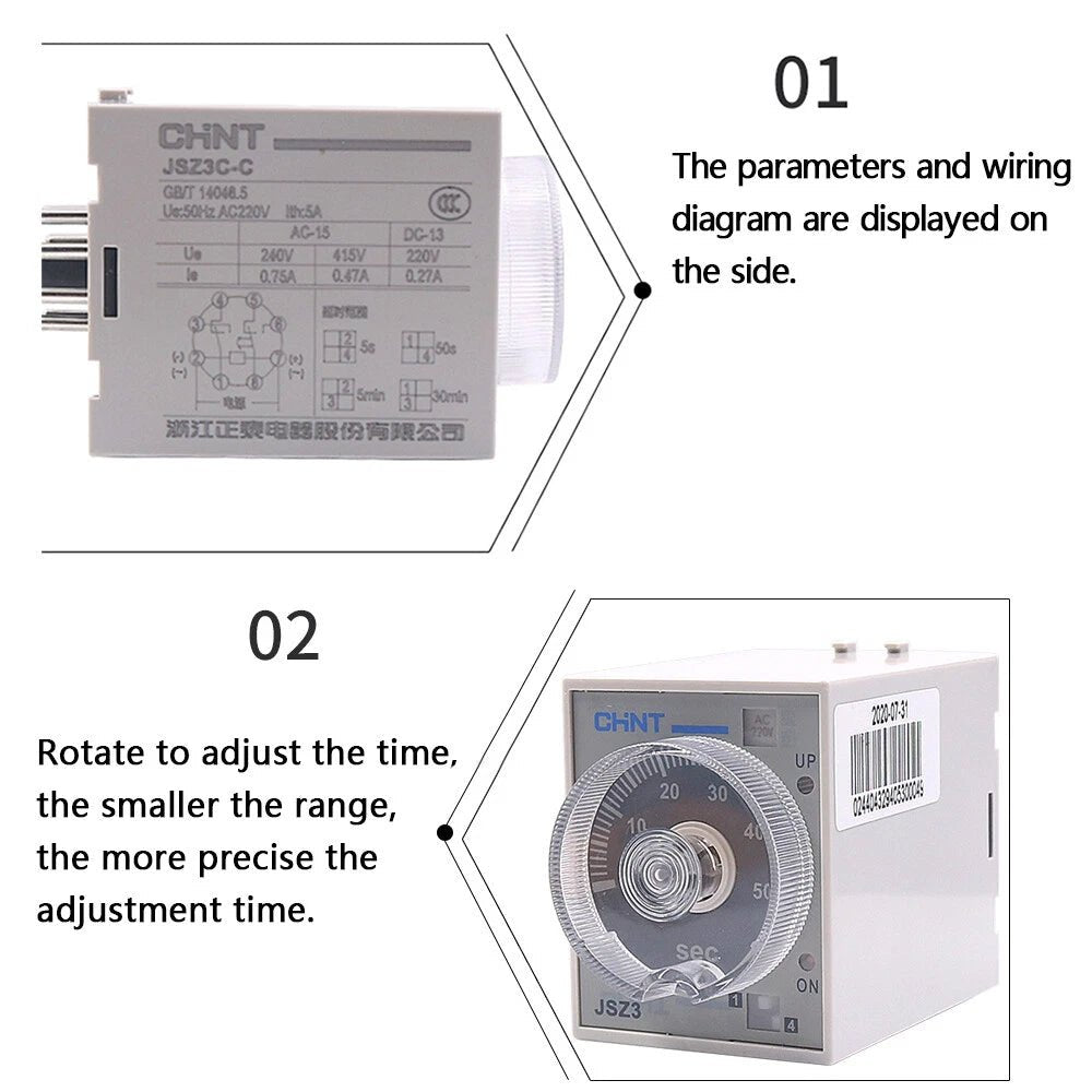 AC 220V 380V DC 24V Time Delay Relays On - delay with instantaneous Contacts JSZ3C - HomeDIYer