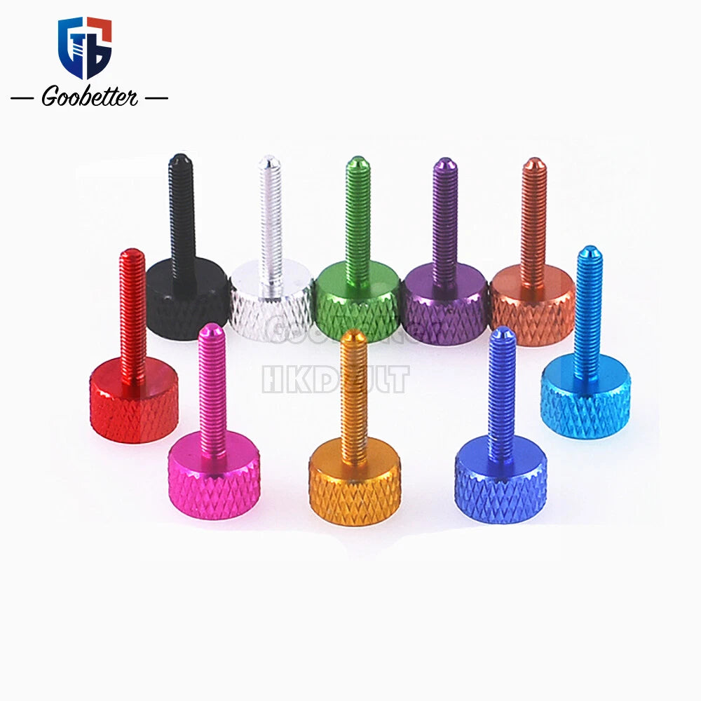 Knurled Thumb Screws M3 Aluminum Alloy DIY Hand Tighten Grip Knob Bolts 5 - 16mm