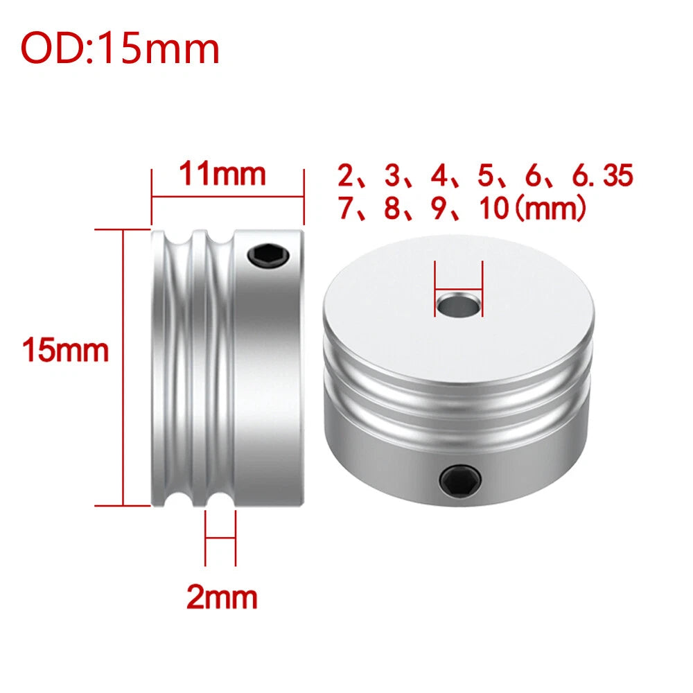 Double U Grooved Pulley PU Round Belt Pulleys Aluminum Width 2mm OD 10mm-60mm