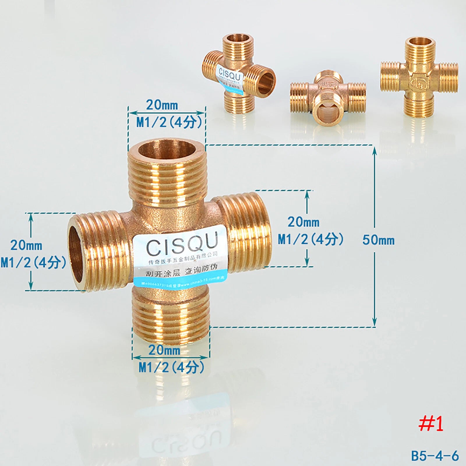BSP 4-Way Cross Brass Pipe Fitting | 1/2" & 3/4" | Male & Female Thread Configurations