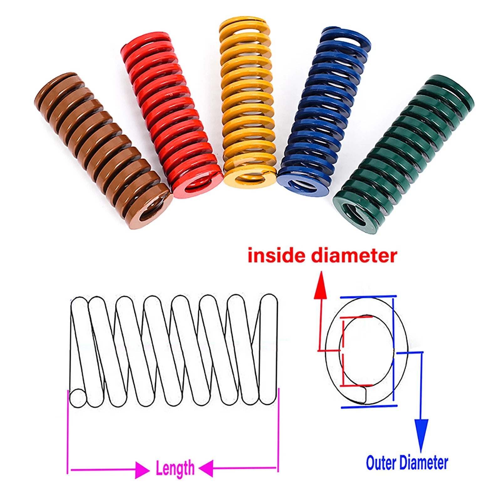 Die Springs Compression Mould Spring Light/Medium/Heavy Load Duty OD 10/12/14mm