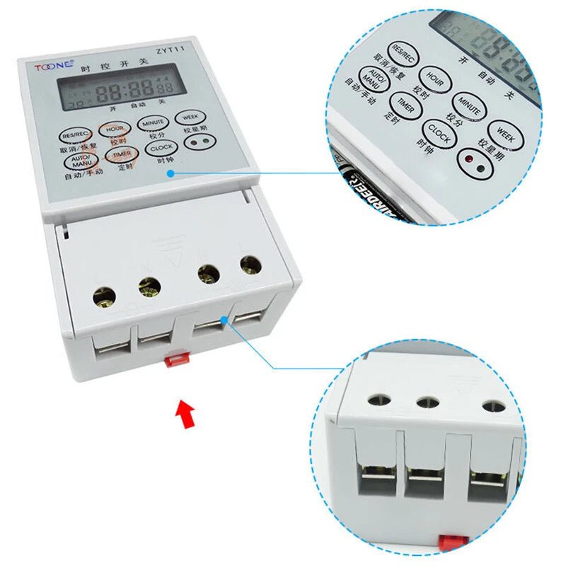 Time Switch AC 220V Timer + Contactors 2.2KW - 25KW for Street lights Billboards - HomeDIYer