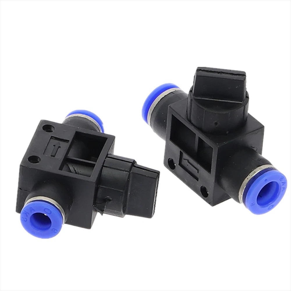 HVFF Pneumatic Hand Valve T-Joint 2-Way Push-In Hose Fitting