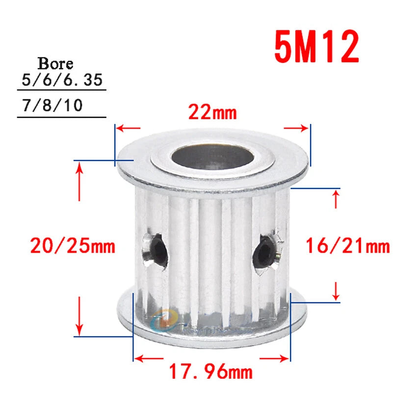 HTD-5M 10-24T Timing Belts Pulley AF-type Drive Pulleys For 15/20mm Width Belt