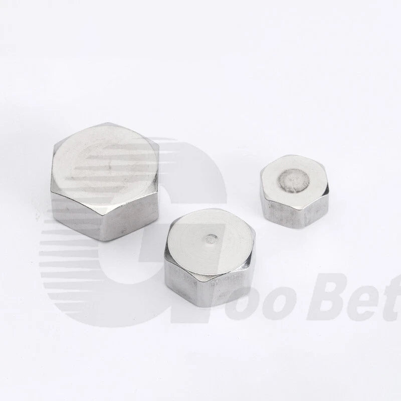 Stainless Steel 304 BSP Pipe Plug & End Cap — Male Plug / Female Cap, 1/2" to 1"