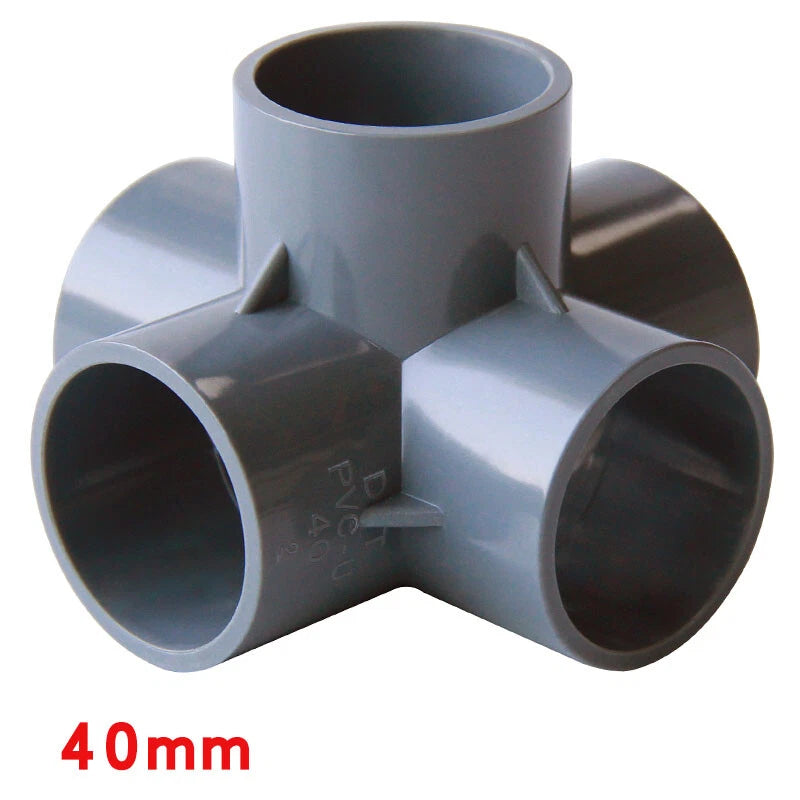 Grey PVC 5-Way Equal Connector Socket Pressure Pipe Fittings 20 25 32 40 50mm