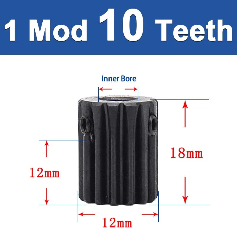1 Modulu Spur Cylindrical Gear 10T-20T 1 Mod Pinion Gear Transmission Motor Part