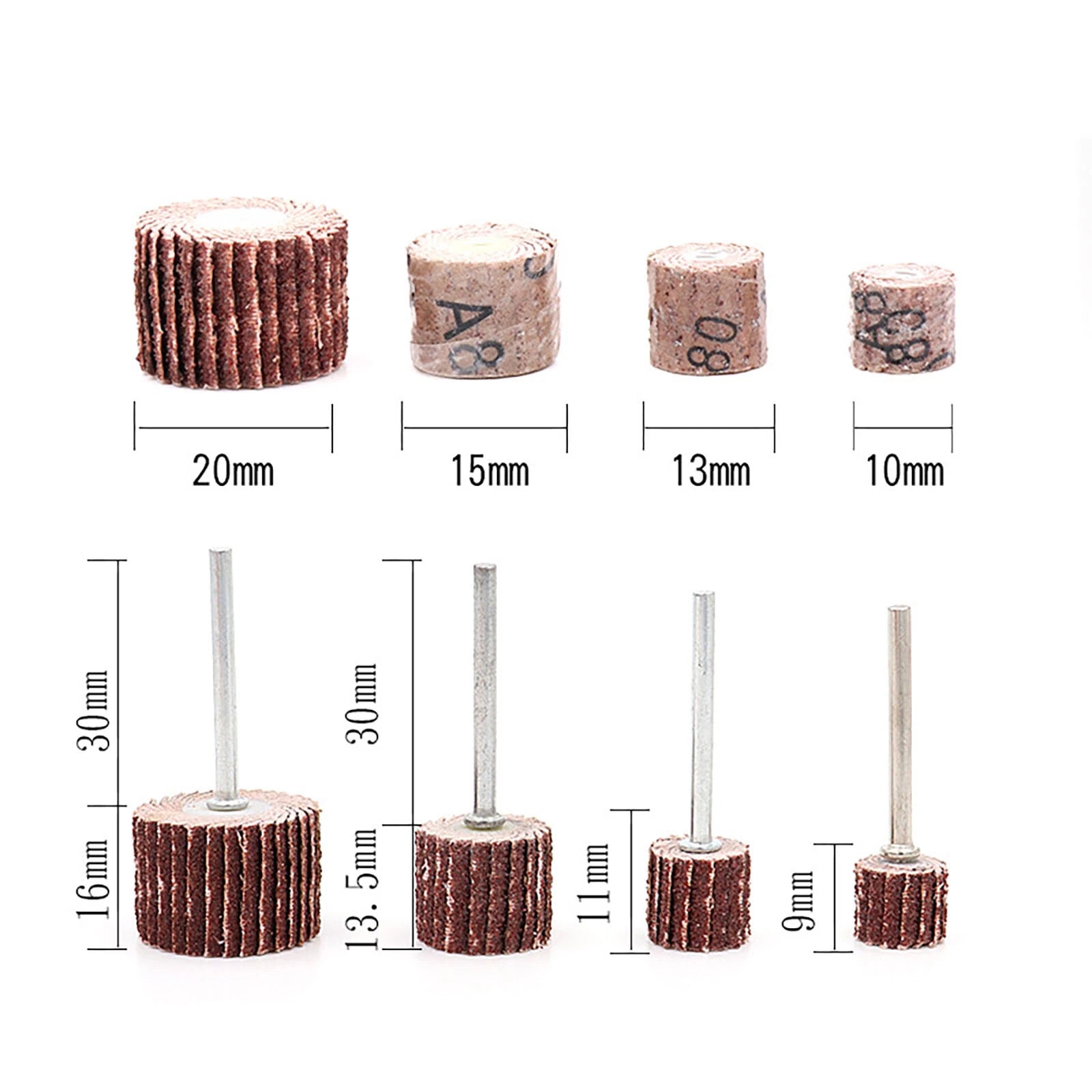 Abrasive Flap Wheel for Rotary Tools | 10–20mm | 80–600 Grit | Dremel Die Grinder Sanding