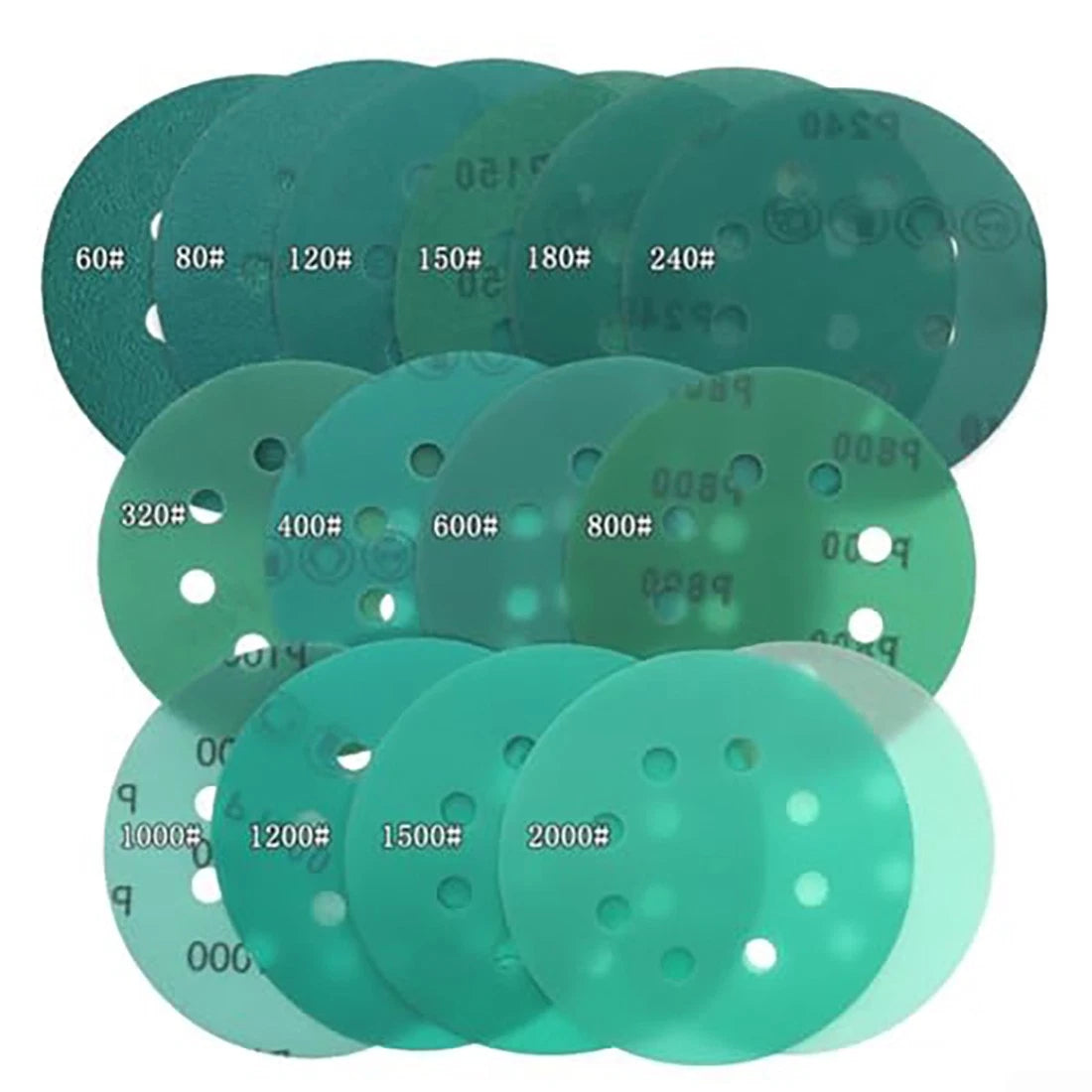 2~6 Inch Green Film Hook&Loop Sanding Flocking Discs Polis Sandpaper 5/6/8 Hole