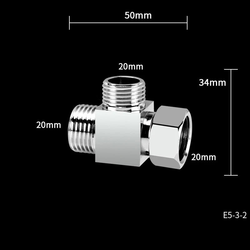 Copper Nickel Plated Diverter Valve Adapter Connector for Hose & Bath Shower