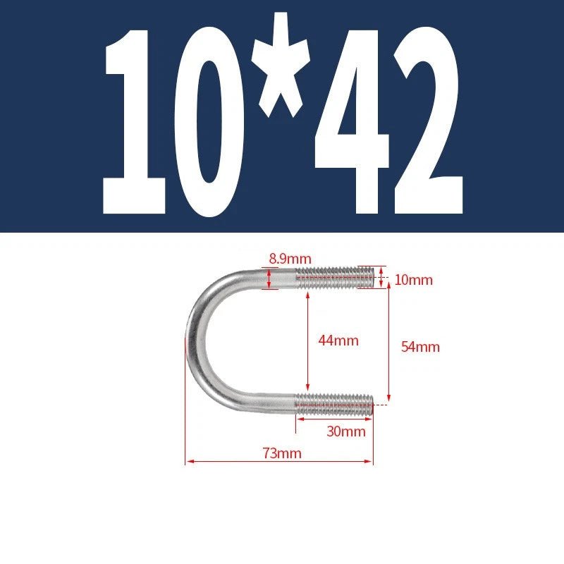 M10 Round Bend U - Bolts — A2 Stainless Steel, 12 Lengths Available - HomeDIYer