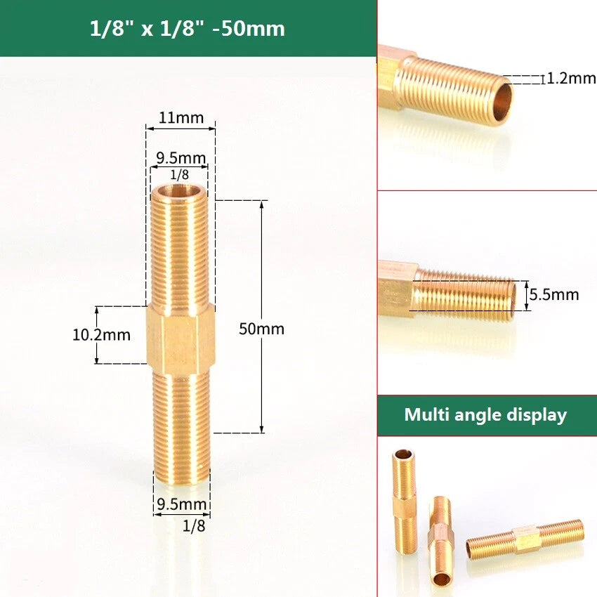 Brass BSP Male Thread Pipe Fitting Connector — 1/8" to 1/2" Joiner Adapter