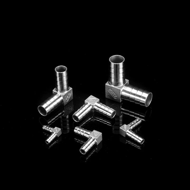 90° Elbow Barbed Tail Hose Connector Pipe Fitting Joiner 8-40mm Stainless Steel