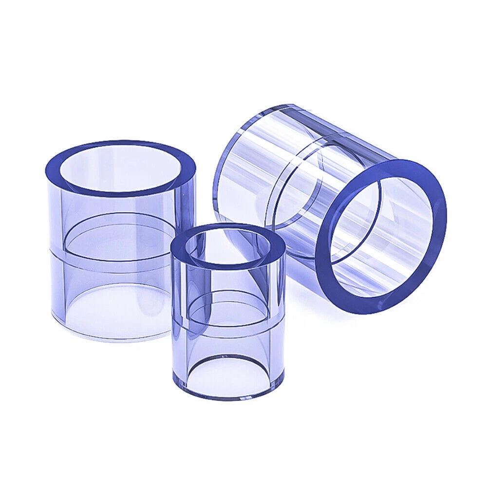 Clear PVC Straight Pipe Coupling — Socket Fitting 20mm to 110mm