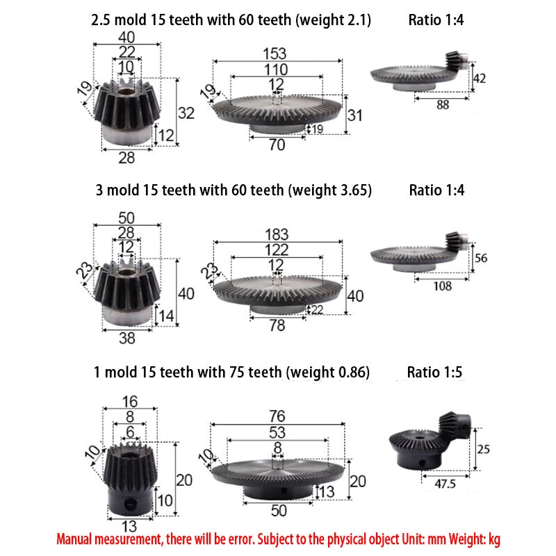 0.8 - 3 Mod Bevel Gear 13-160 Teeth Transmission Gears Bevel Teeth 90° 45# Steel