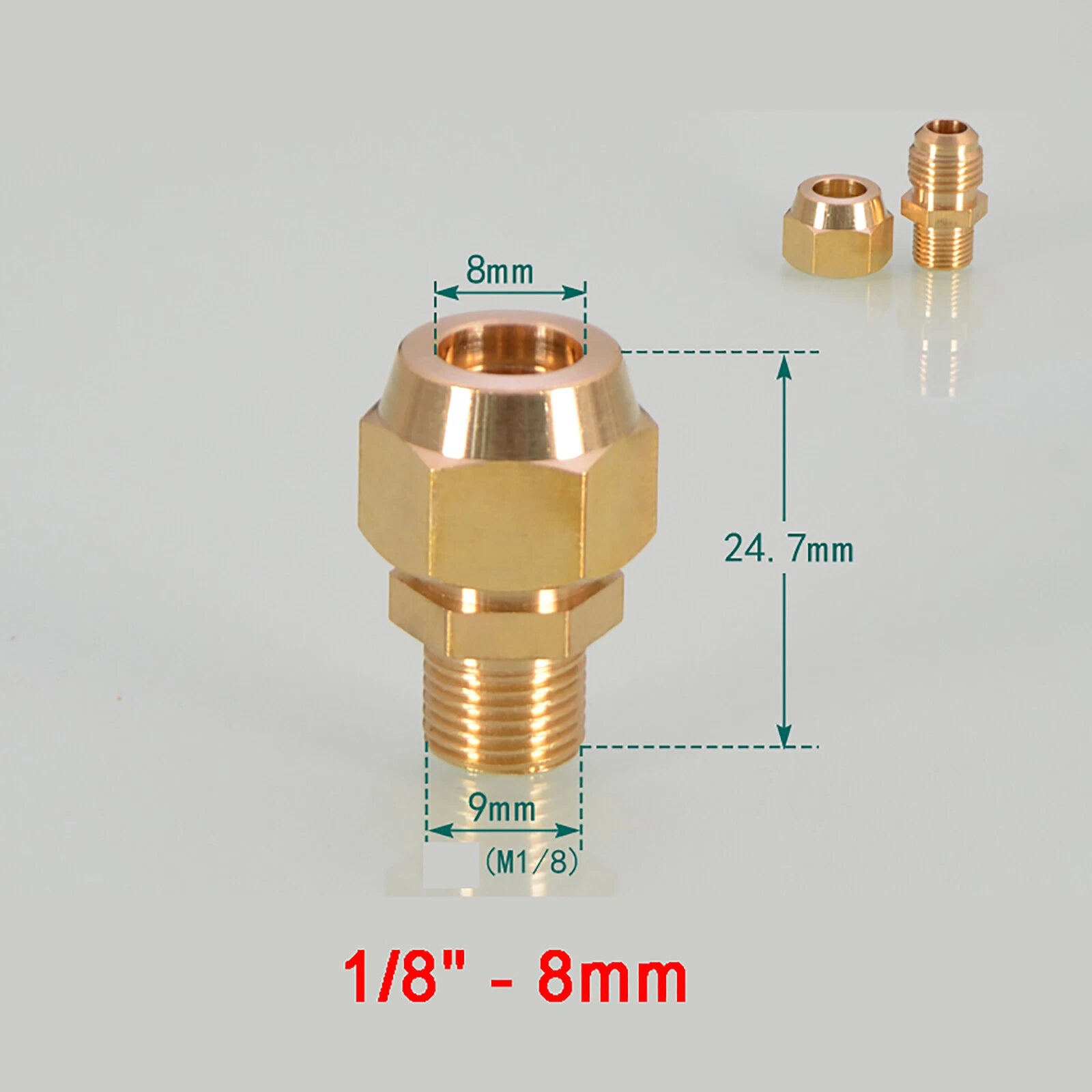 Brass Straight Flare Tube Connector Fittings — 1/8" to 1/2" × 6mm–12mm
