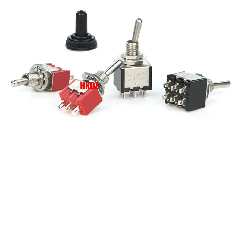 6mm Mini Toggle Switch DPDT 2/3 Position 3/6 Pin — AC 125V 250V for Boat Car DIY