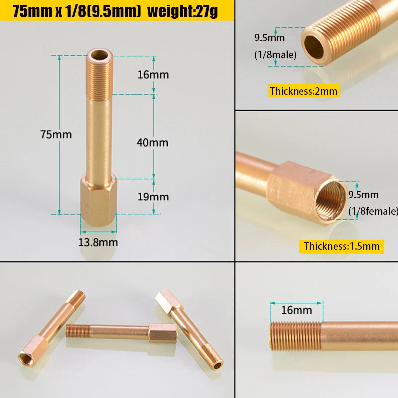 Brass BSP Extension Pipe Nipple Adaptor — Male to Female 1/8" 1/4" 3/8", 50–150mm