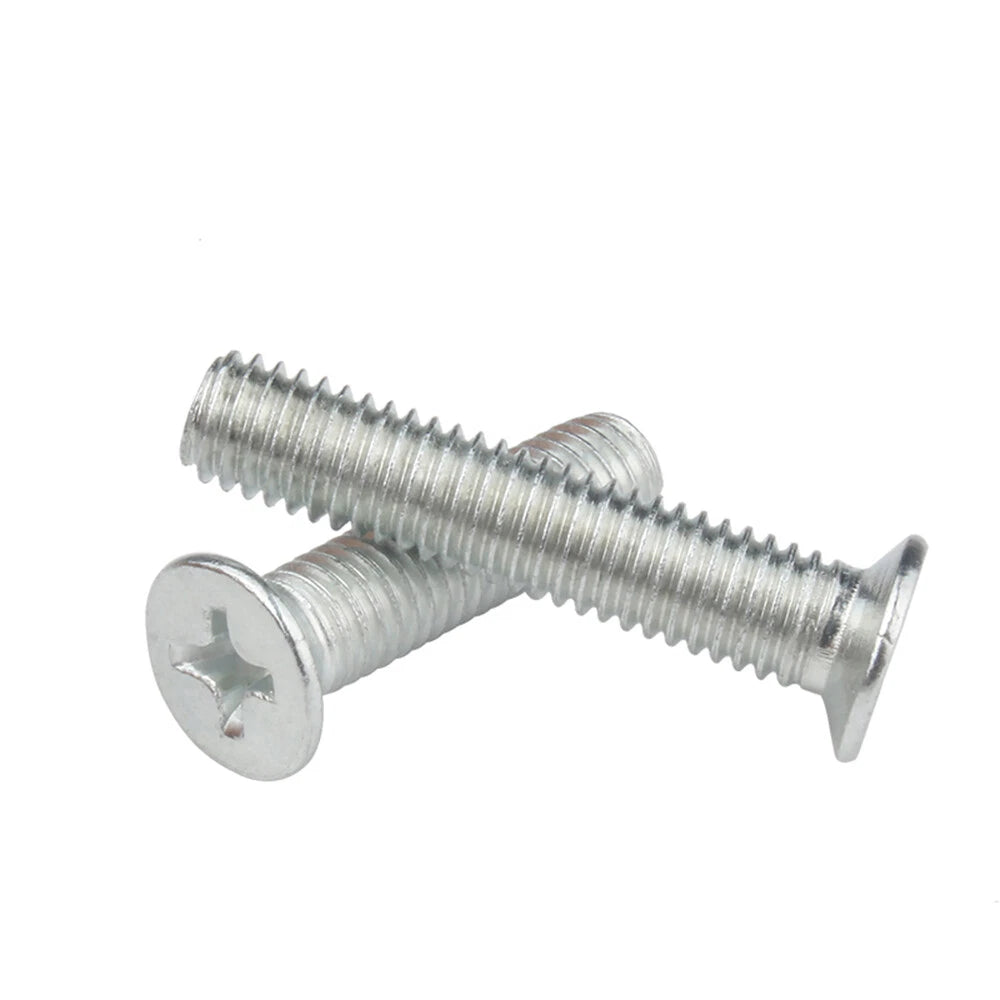Countersunk Phillips Machine Screws – M2 to M12, White / Colour Zinc Plated, Carbon Steel