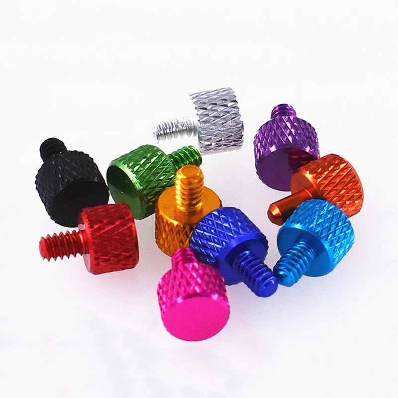 Knurled Thumb Screws – Aluminum Hand Grip Bolts, 6 - 32 & 1/4 - 20 UNC, 5mm–30mm, 10 Colors - HomeDIYer