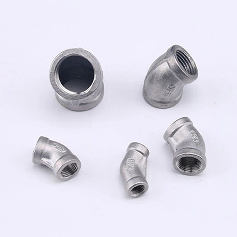 Stainless Steel 304 BSP 45° Elbow Pipe Fitting — Threaded Male × Female & Female × Female