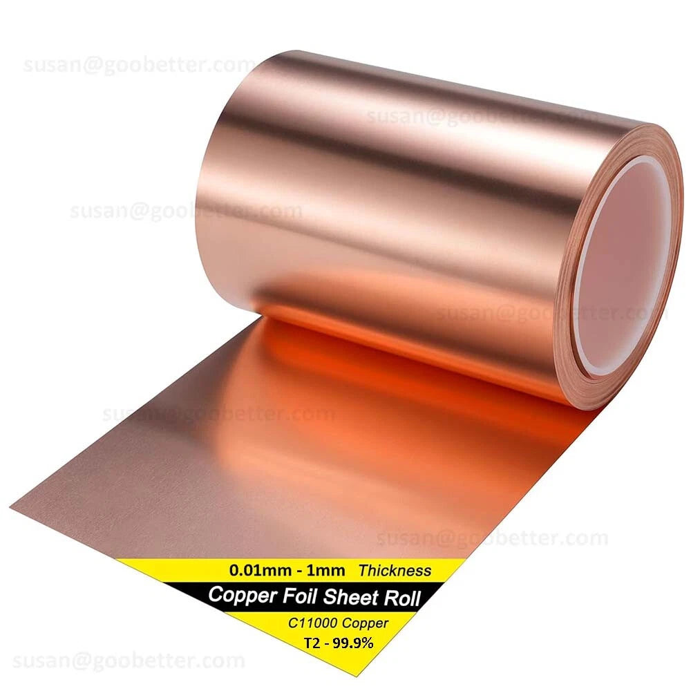 99.9% Pure Copper Sheet Plate Foil Strip Options Guillotine Cut 0.01mm - 1mm