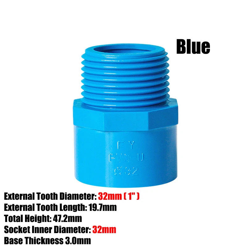 1 2" to 4" PVC Nipples Threaded Pipe Fittings Connector BSP Male Adapter Blue